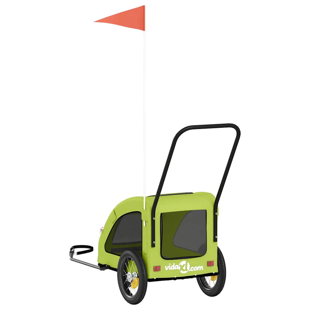 Rimorchio da Bici per Animali Verde Oxford e Ferro - homemem39