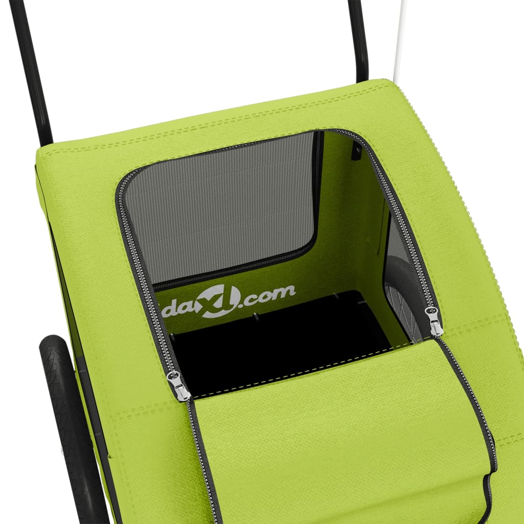 Rimorchio da Bici per Animali Verde Oxford e Ferro - homemem39