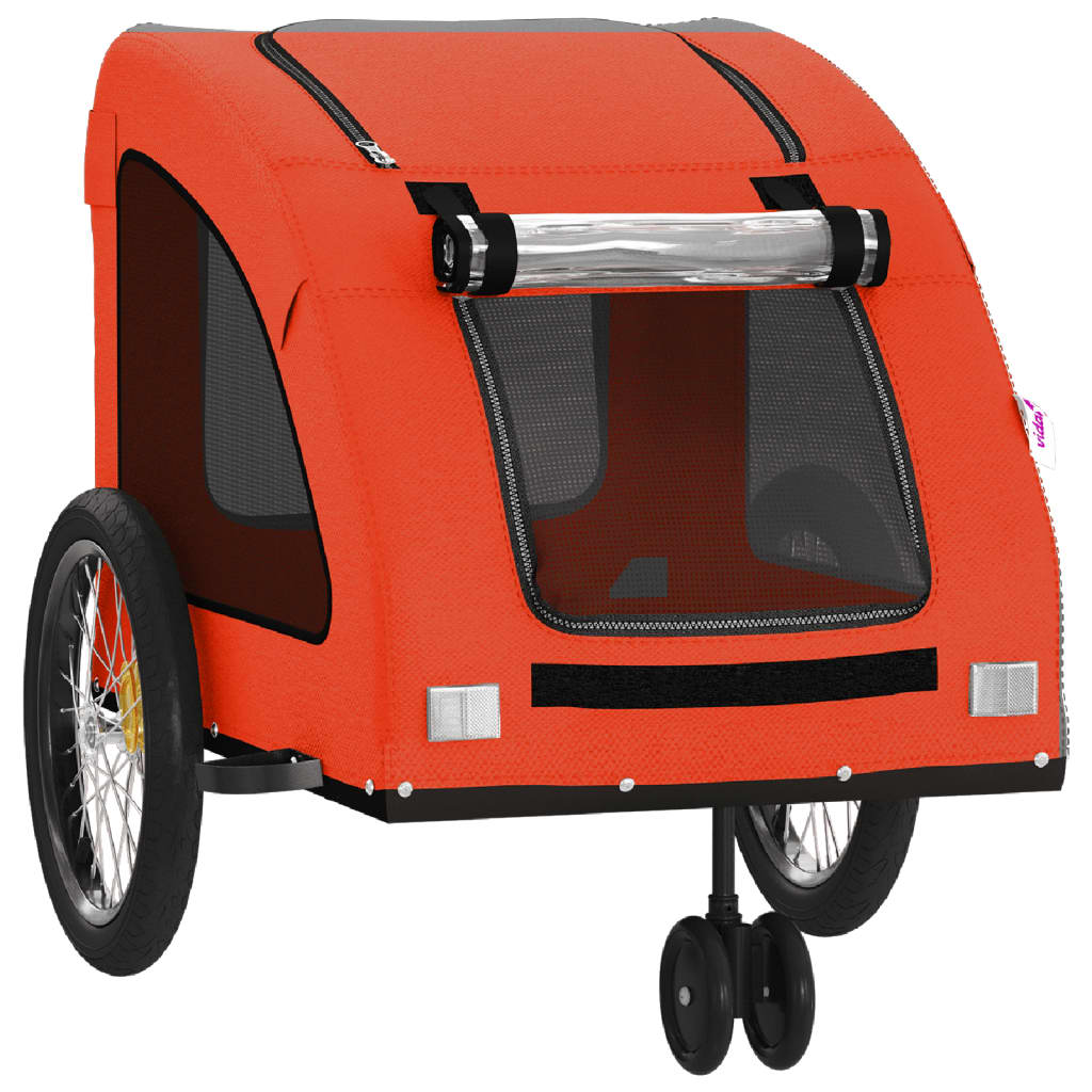 Rimorchio da Bici per Animali Arancione e Grigio Oxford e Ferro | homemem39