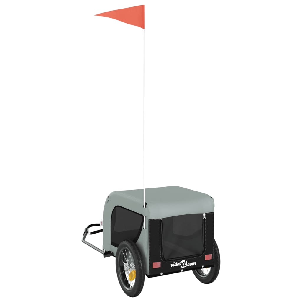 Rimorchio da Bici per Animali Grigio e Nero Oxford e Ferro - homemem39