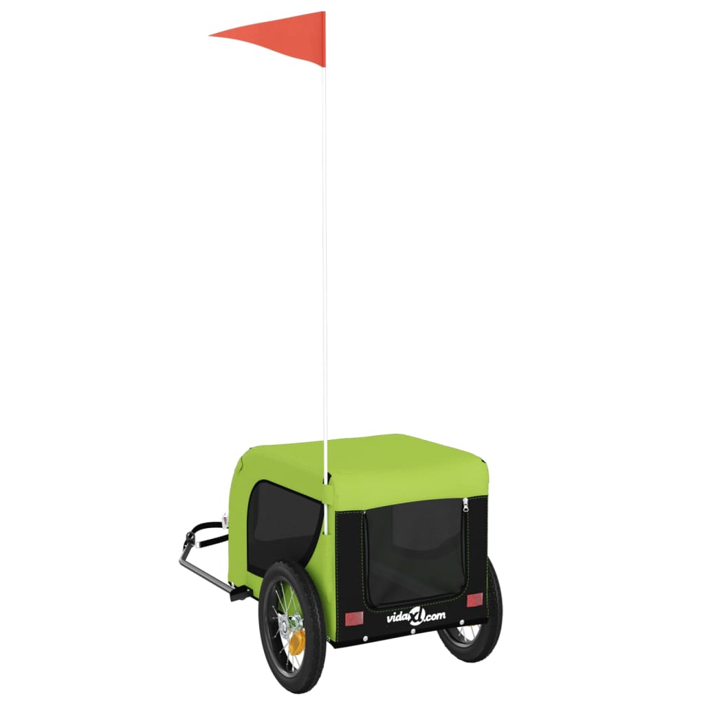 Rimorchio da Bici per Animali Verde e Nero Oxford e Ferro - homemem39