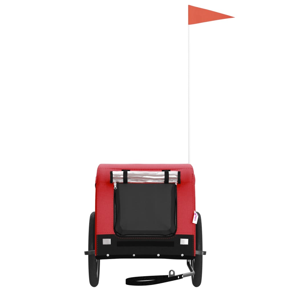 Rimorchio da Bici per Animali Rosso e Nero Oxford e Ferro - homemem39