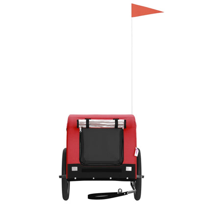 Rimorchio da Bici per Animali Rosso e Nero Oxford e Ferro - homemem39