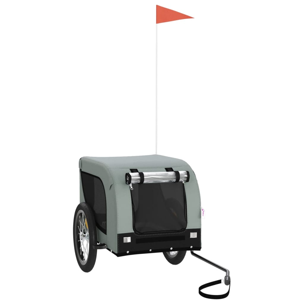 Rimorchio da Bici per Animali Grigio e Nero Oxford e Ferro - homemem39