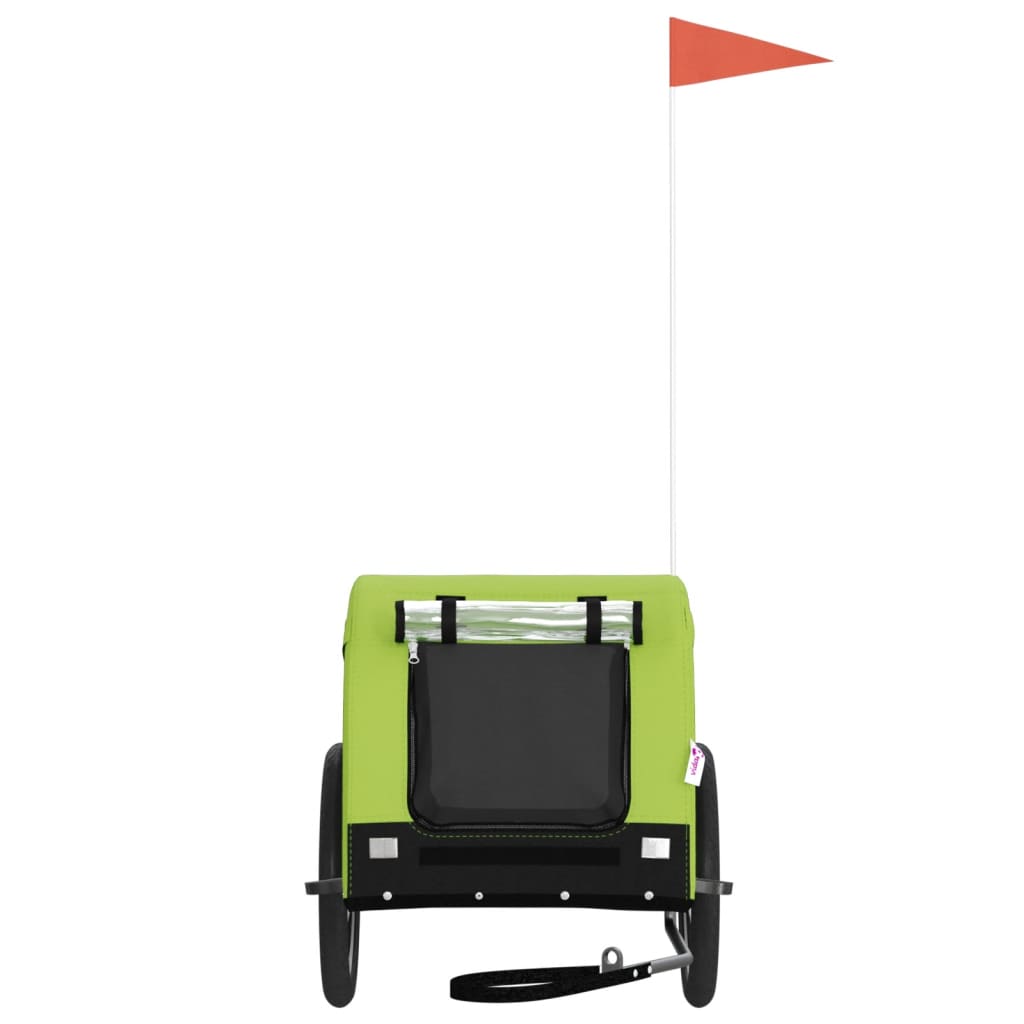 Rimorchio da Bici per Animali Verde e Nero Oxford e Ferro - homemem39