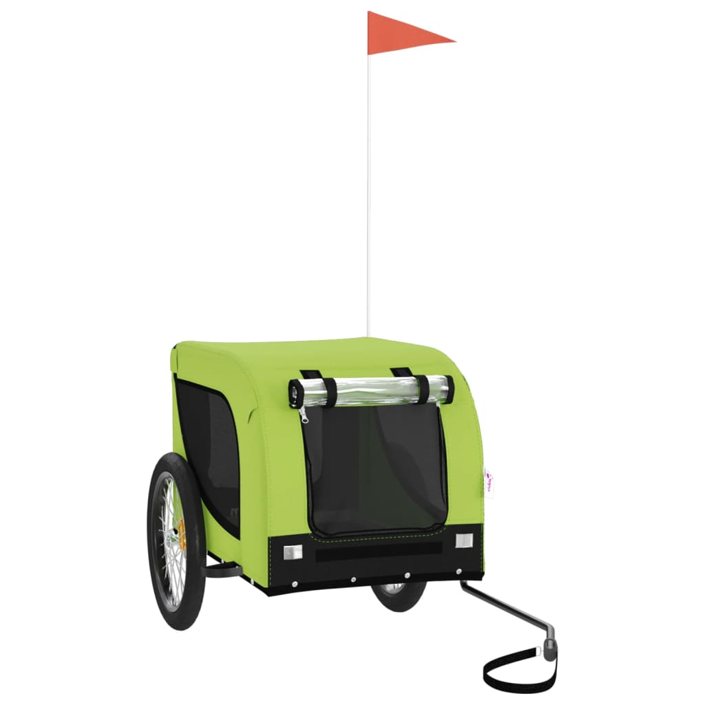 Rimorchio da Bici per Animali Verde e Nero Oxford e Ferro - homemem39