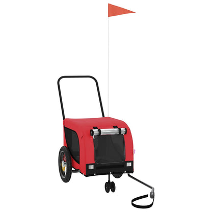 Rimorchio da Bici per Animali Rosso e Nero Oxford e Ferro - homemem39