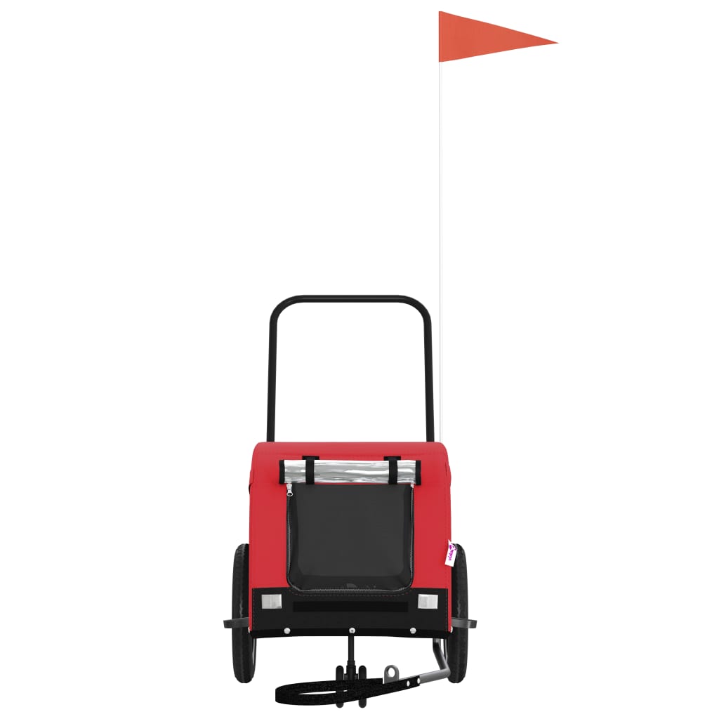 Rimorchio da Bici per Animali Rosso e Nero Oxford e Ferro - homemem39