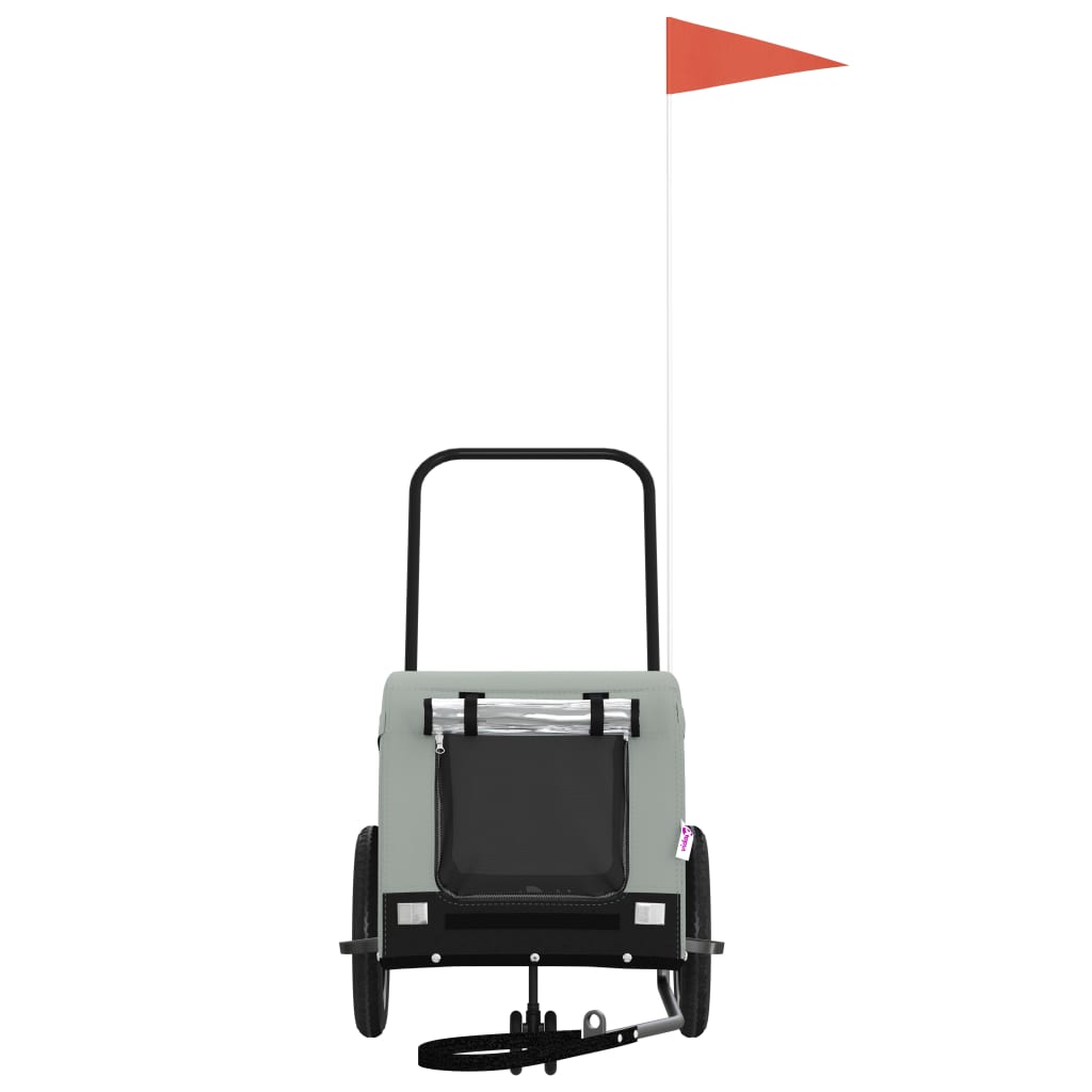 Rimorchio da Bici per Animali Grigio e Nero Oxford e Ferro - homemem39