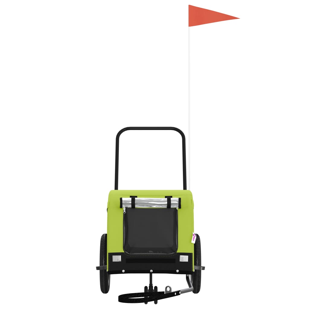 Rimorchio da Bici per Animali Verde e Nero Oxford e Ferro - homemem39