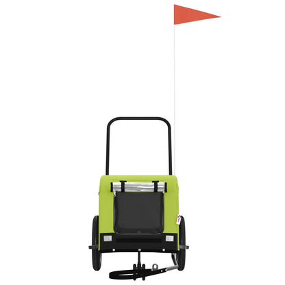 Rimorchio da Bici per Animali Verde e Nero Oxford e Ferro - homemem39