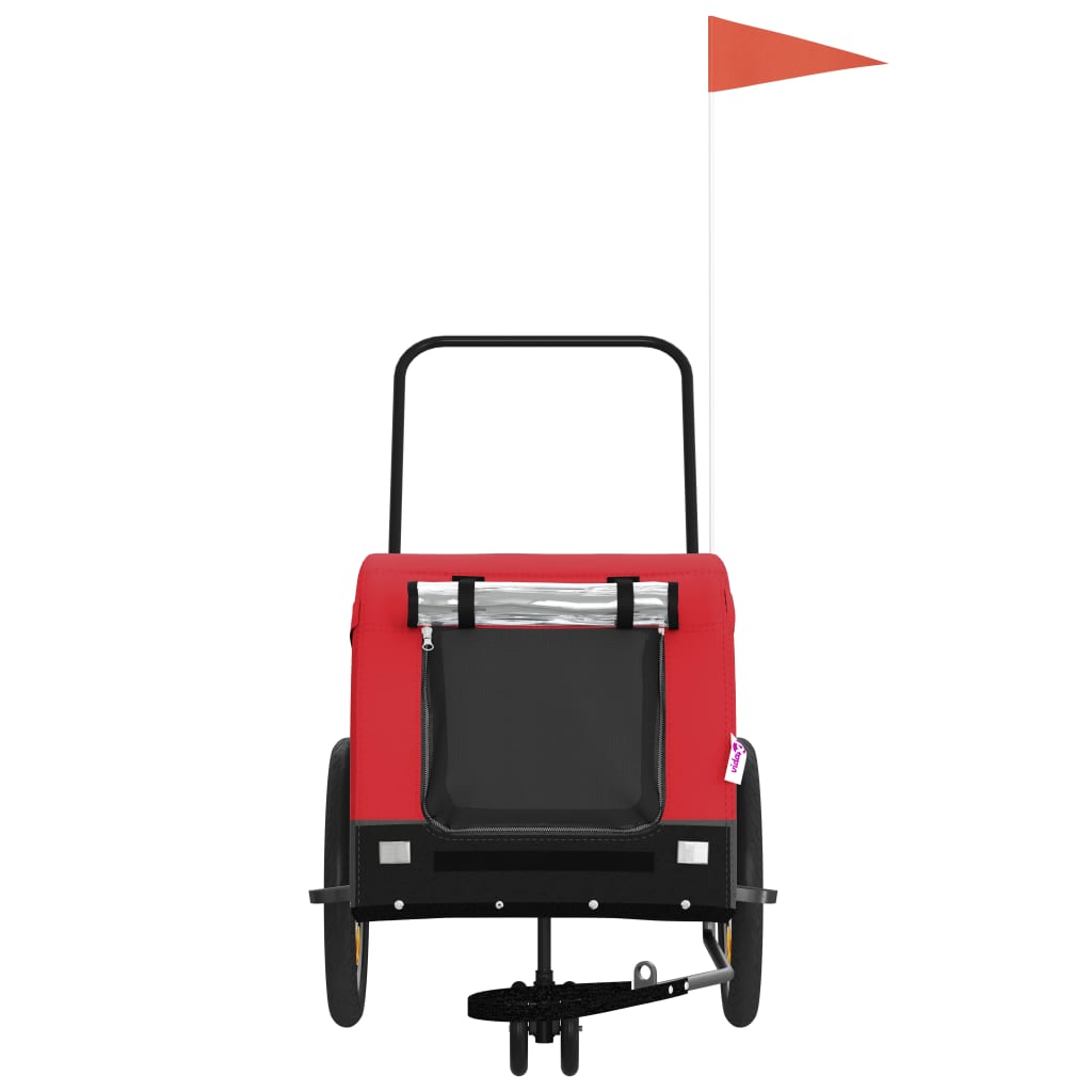 Rimorchio da Bici per Animali Rosso e Nero Oxford e Ferro - homemem39