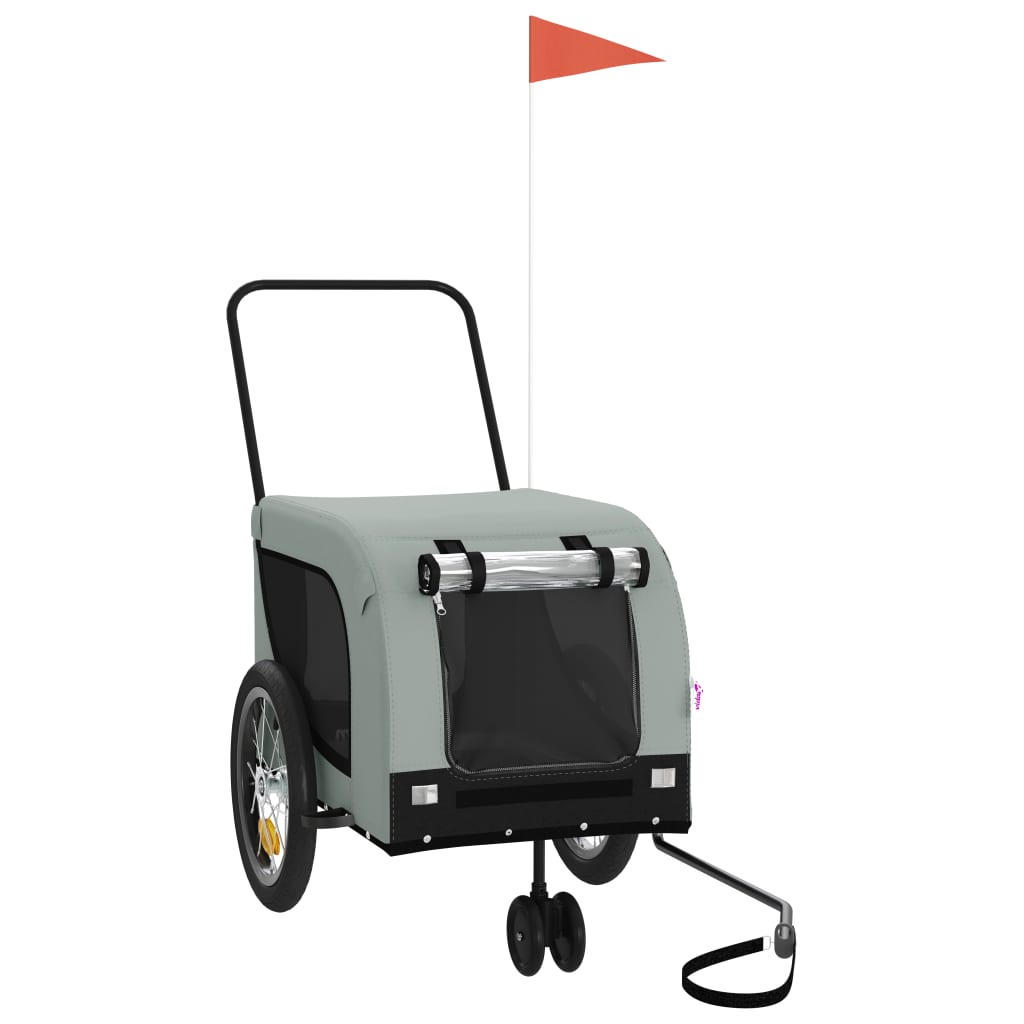 Rimorchio da Bici per Animali Grigio e Nero Oxford e Ferro - homemem39