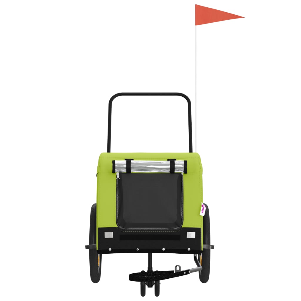 Rimorchio da Bici per Animali Verde e Nero Oxford e Ferro - homemem39