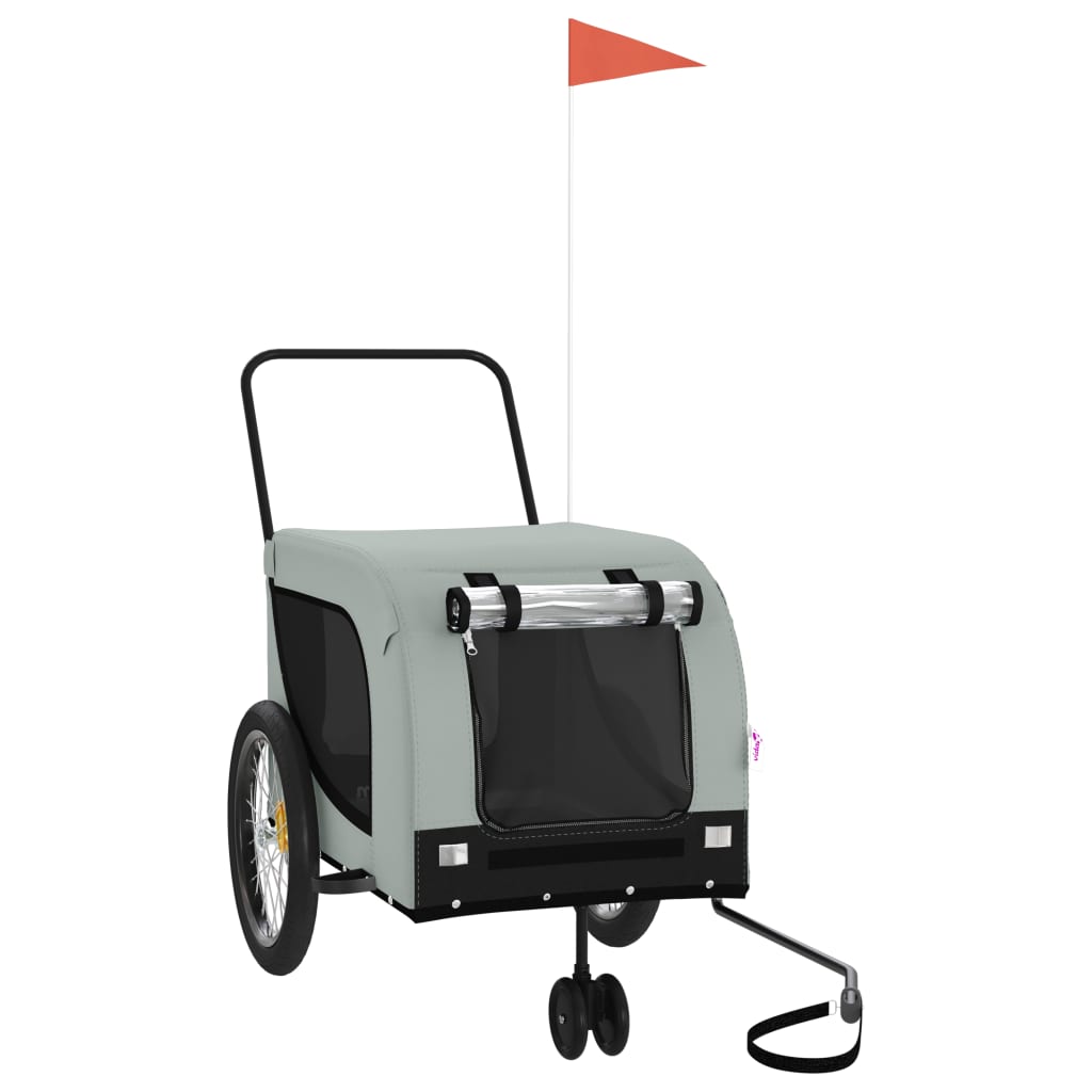 Rimorchio da Bici per Animali Grigio e Nero Oxford e Ferro - homemem39