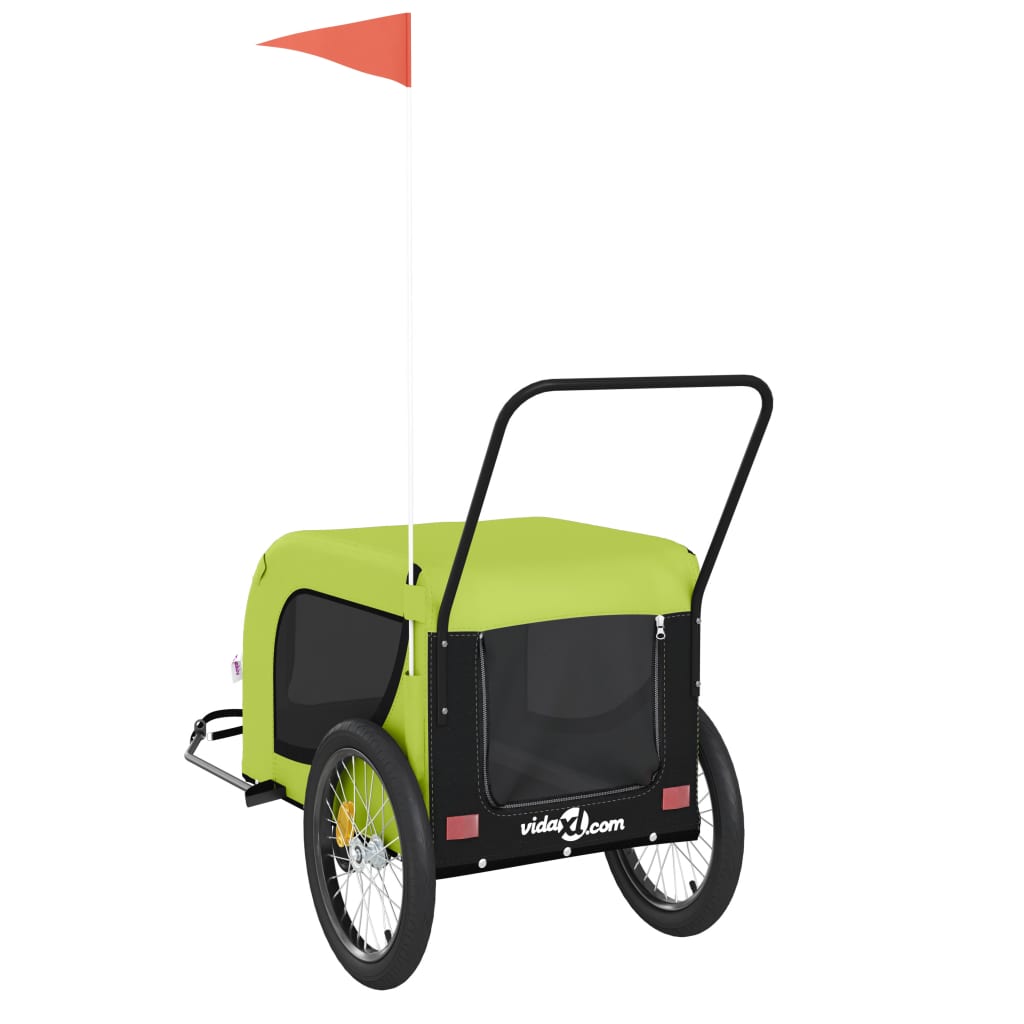 Rimorchio da Bici per Animali Verde e Nero Oxford e Ferro | homemem39