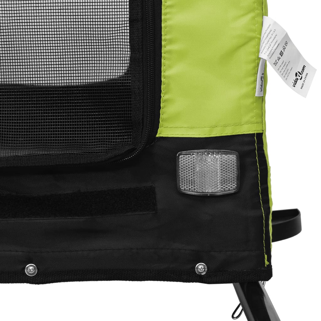 Rimorchio da Bici per Animali Verde e Nero Oxford e Ferro | homemem39