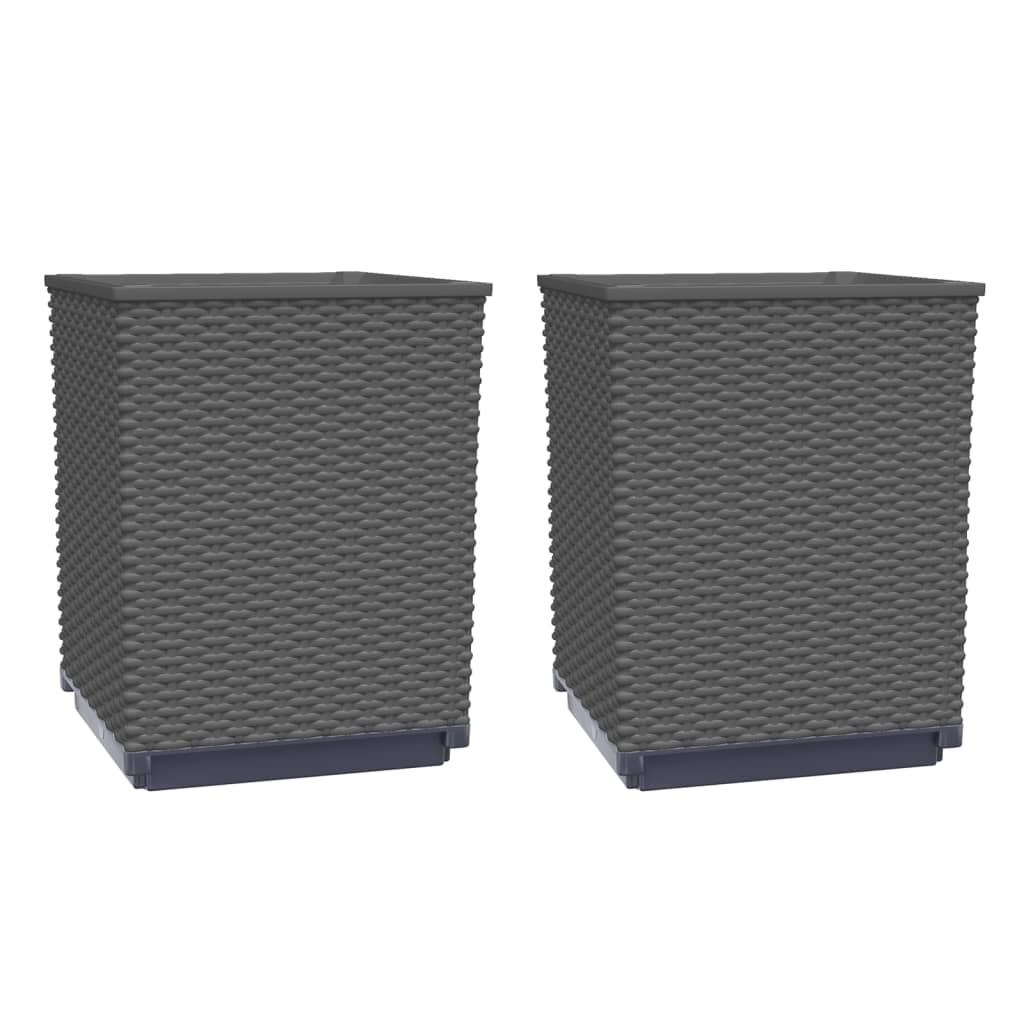 Fioriere 2 pz Nere 30x30x37 cm in Polipropilene | homemem39