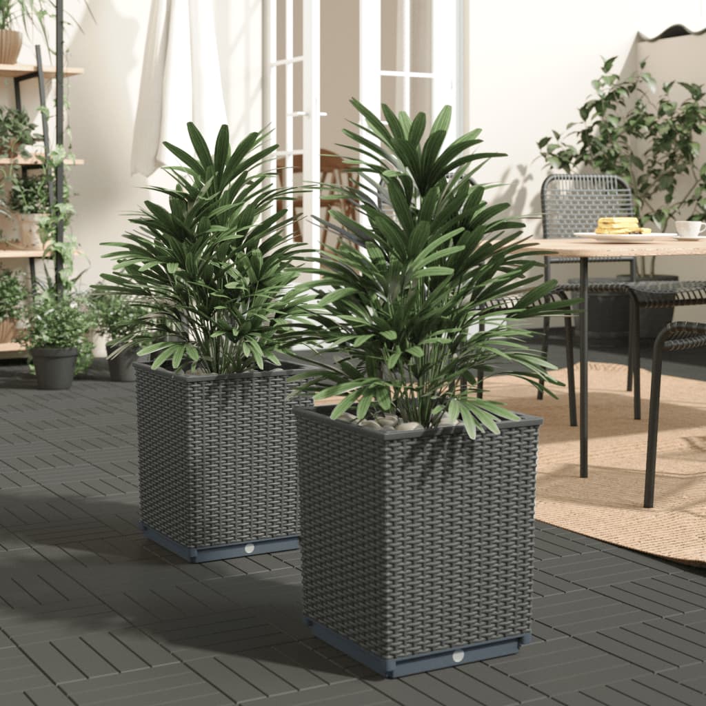 Fioriere 2 pz Nere 30x30x37 cm in Polipropilene | homemem39