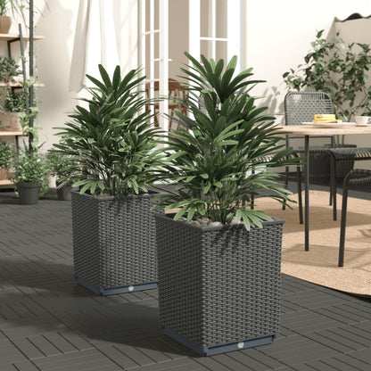 Fioriere 2 pz Nere 30x30x37 cm in Polipropilene | homemem39