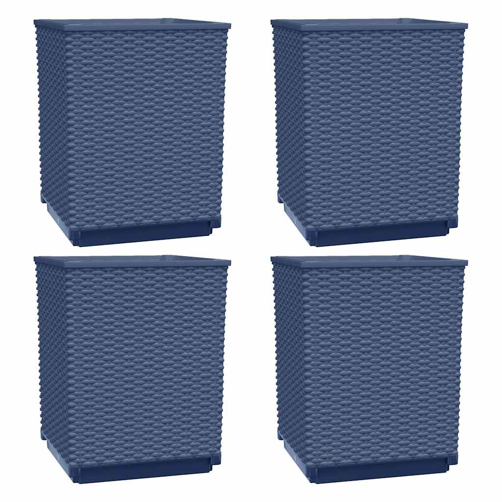 Fioriere 4 pz Grigio Blu 30x30x37 cm in Polipropilene | homemem39