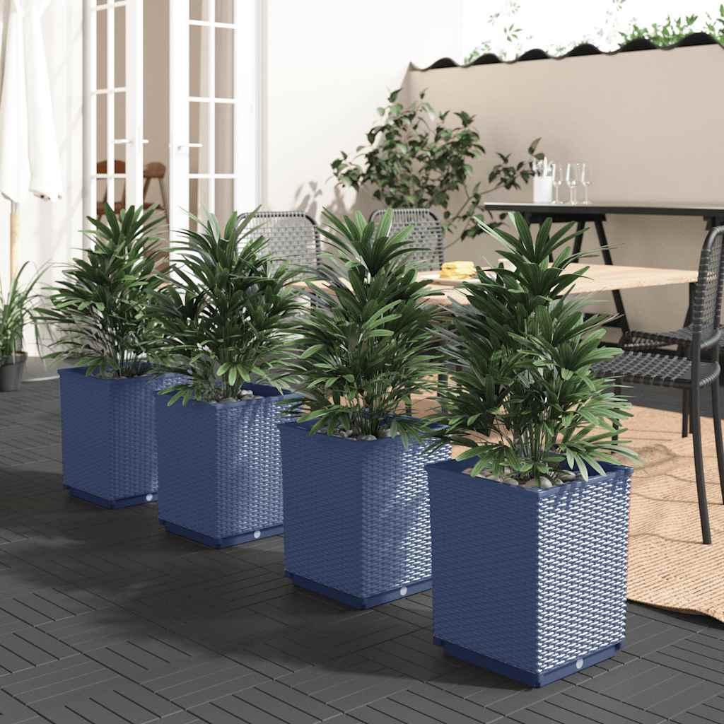 Fioriere 4 pz Grigio Blu 30x30x37 cm in Polipropilene | homemem39