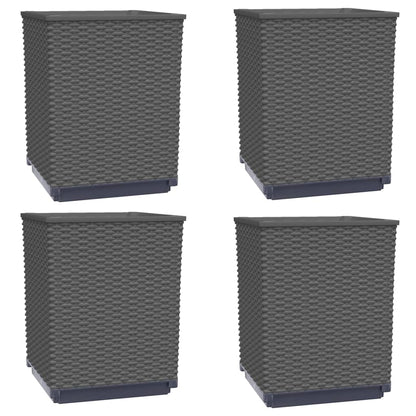 Fioriere 4 pz Nere 30x30x37 cm in Polipropilene | homemem39