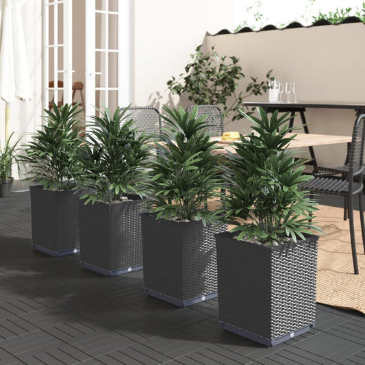 Fioriere 4 pz Nere 30x30x37 cm in Polipropilene | homemem39