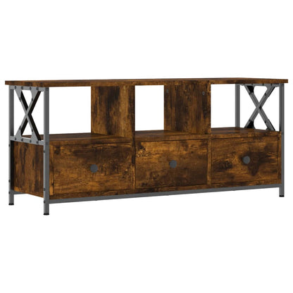 Smoked Oak TV cabinet 102x33x45 cm in plywood and iron