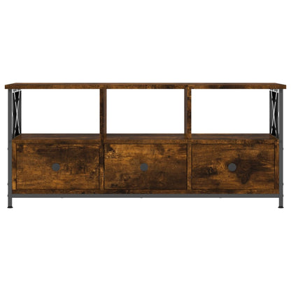 Smoked Oak TV cabinet 102x33x45 cm in plywood and iron