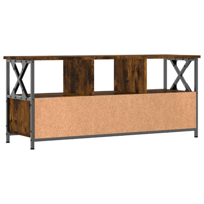 Smoked Oak TV cabinet 102x33x45 cm in plywood and iron