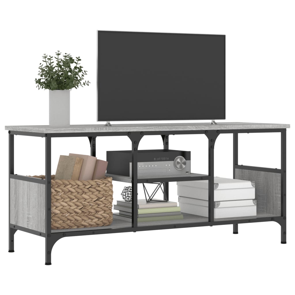 Mobile TV Grigio Sonoma 100x35x45 cm Legno Multistrato e Ferro - homemem39