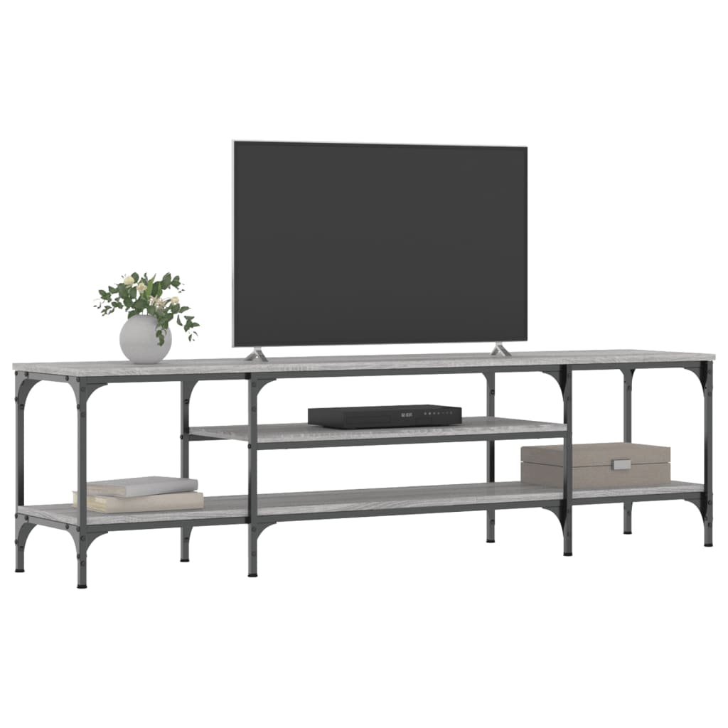 Mobile TV Grigio Sonoma 161x35x45 cm Legno Multistrato e Ferro - homemem39