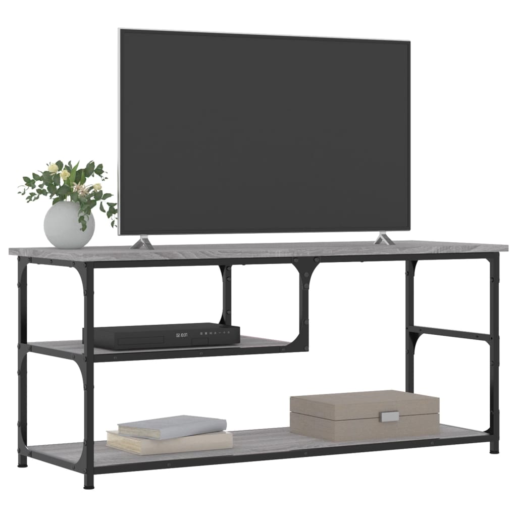 Mobile TV Grigio Sonoma 103x38x46,5cm Legno Multistrato Acciaio - homemem39