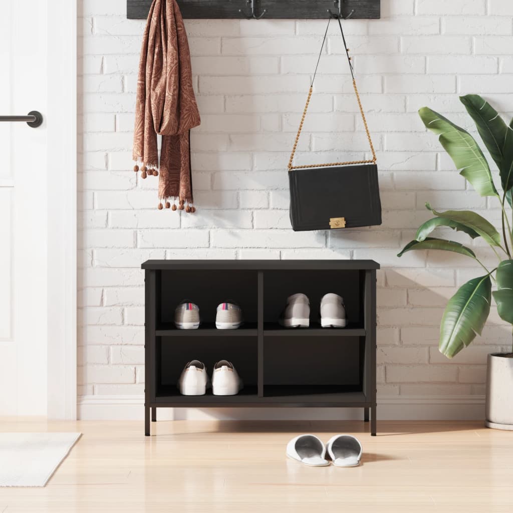 Scarpiera Nera 69x35x50 cm in Legno Multistrato - homemem39