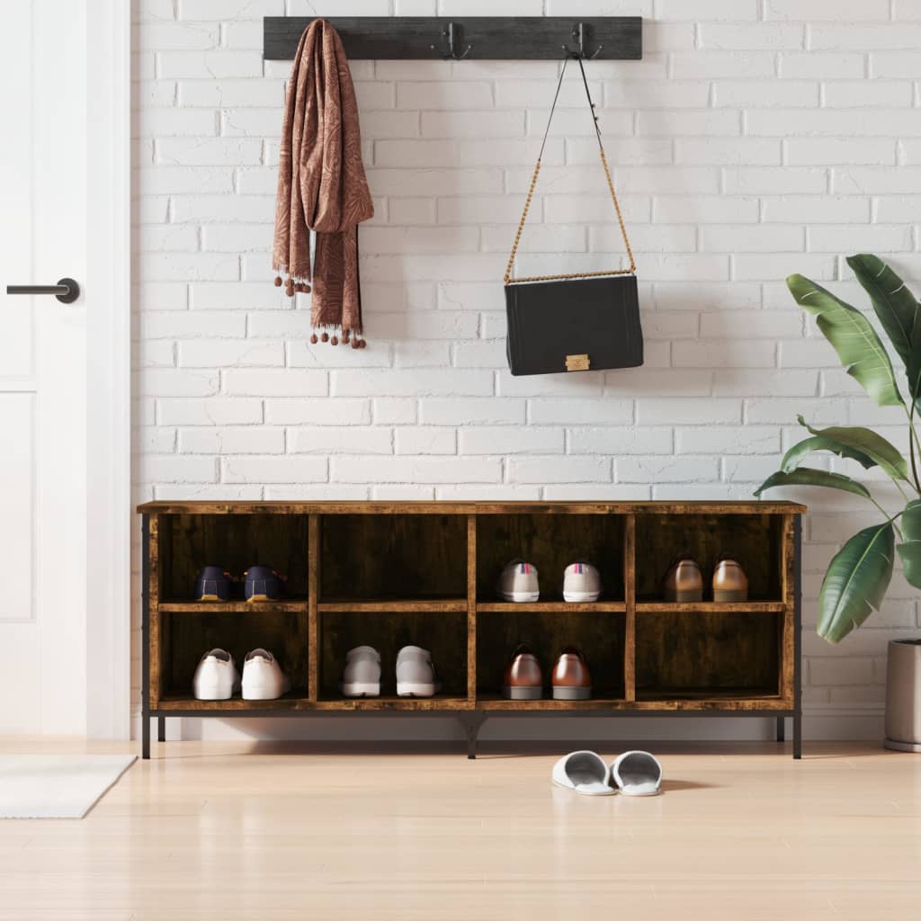 Scarpiera Rovere Fumo 131x35x50 cm in Legno Multistrato - homemem39