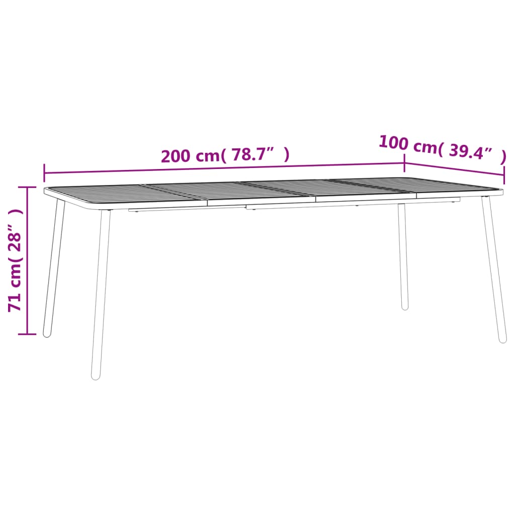 Tavolo da Giardino Antracite 200x100x71 cm Acciaio | homemem39