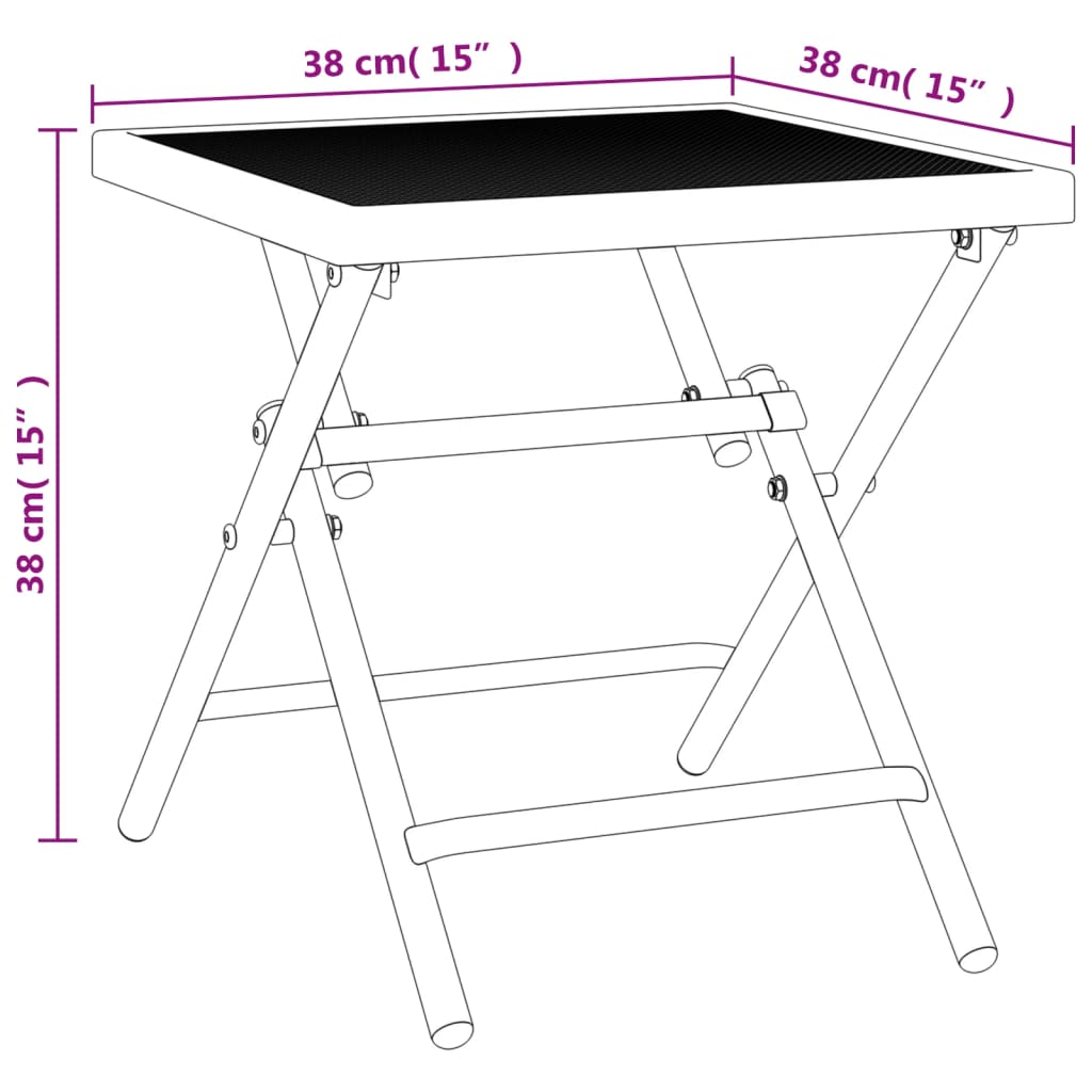 Tavolo da Giardino Pieghevole Antracite 38x38x38cm Rete Acciaio | homemem39