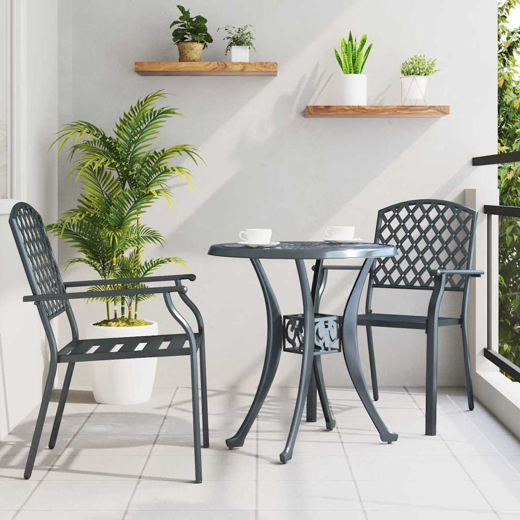 Sedia da Giardino 2 pcs Antracite 56 x 65 x 89 cm Acciaio