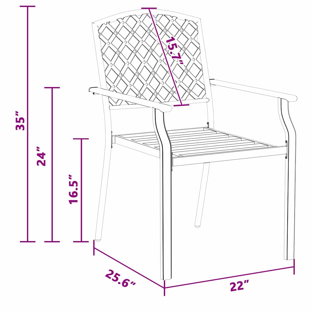 Sedia da Giardino 2 pcs Antracite 56 x 65 x 89 cm Acciaio