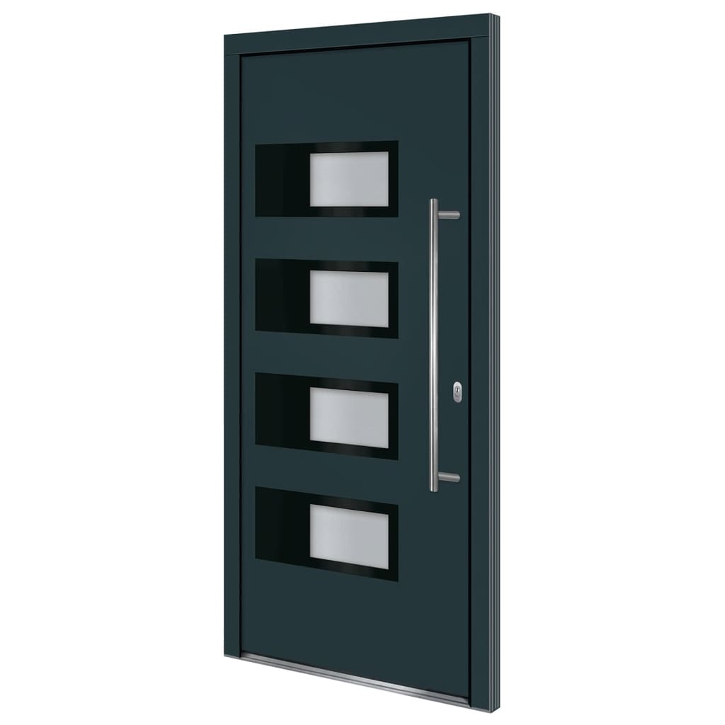 Porta Ingresso Antracite 100x210 cm in Alluminio e PVC | homemem39
