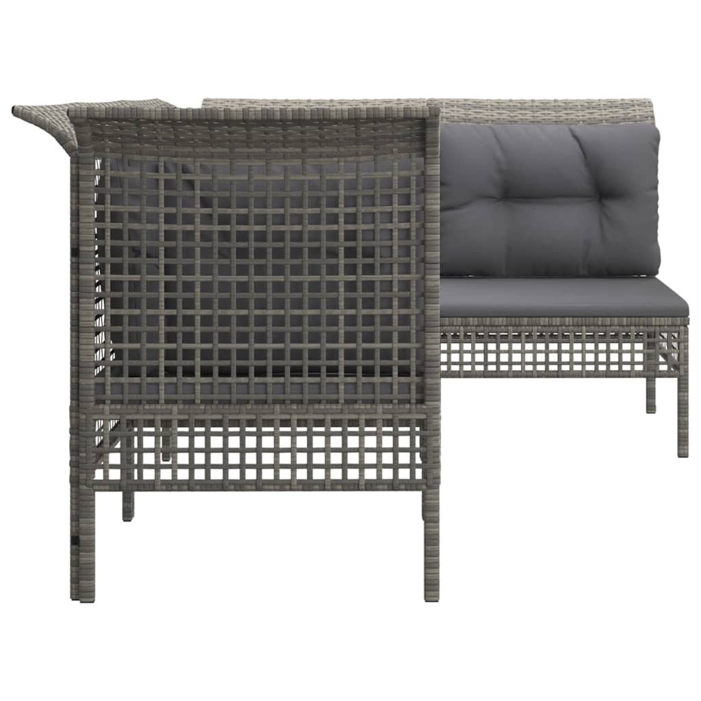 Set Divani da Giardino 4 pz con Cuscini in Polyrattan Grigio