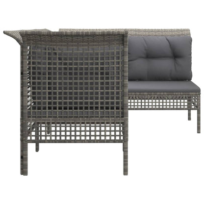 Set Divani da Giardino 4 pz con Cuscini in Polyrattan Grigio