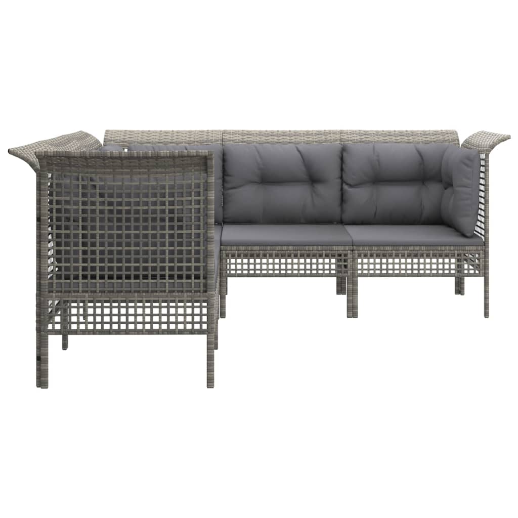 Set Divani da Giardino 5 pz con Cuscini in Polyrattan Grigio - homemem39
