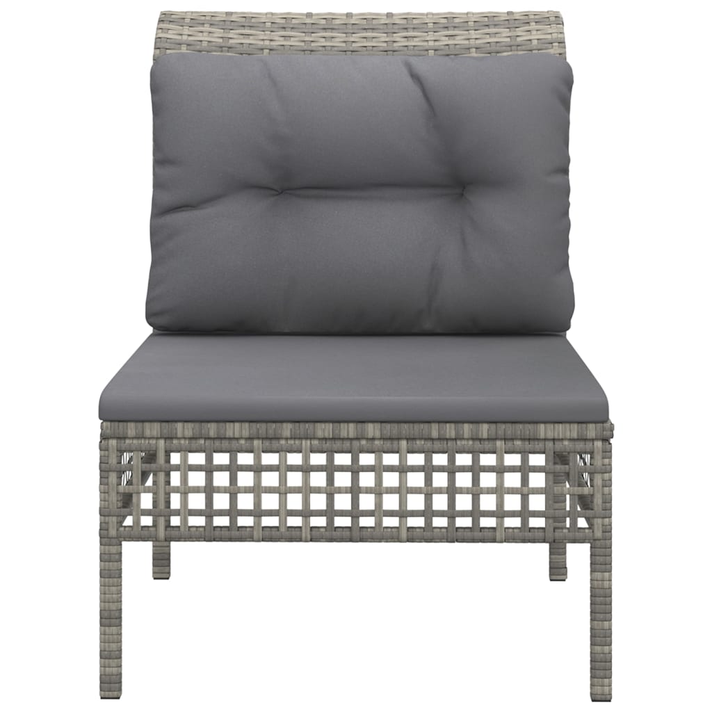 Divano Centrale da Giardino con Cuscino in Polyrattan Grigio - homemem39