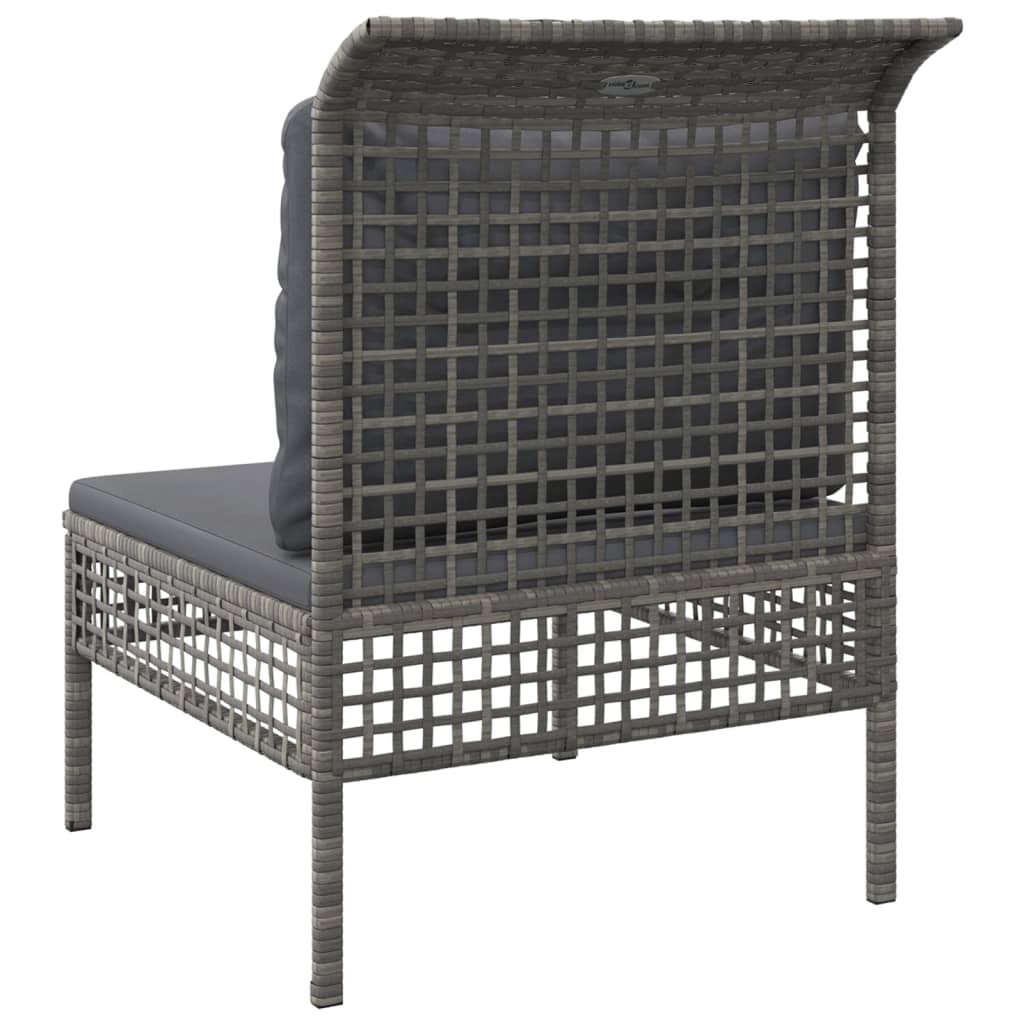 Divano Centrale da Giardino con Cuscino in Polyrattan Grigio - homemem39