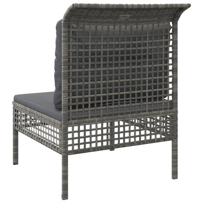Divano Centrale da Giardino con Cuscino in Polyrattan Grigio - homemem39