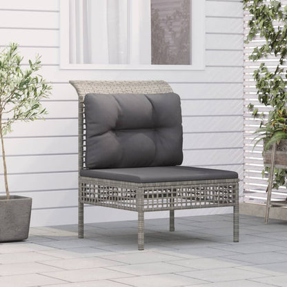 Divano Centrale da Giardino con Cuscino in Polyrattan Grigio - homemem39