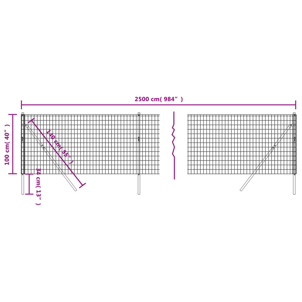 Recinzione Metallica Verde 1x25 m in Acciaio Zincato