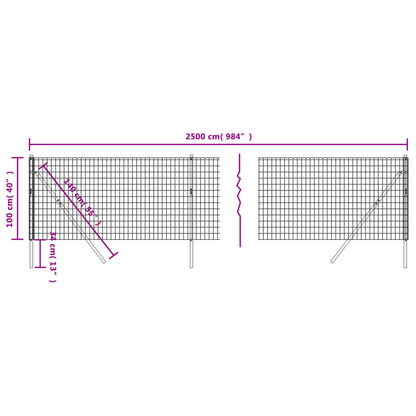 Green Metal Fence 1x25 m in Galvanized Steel